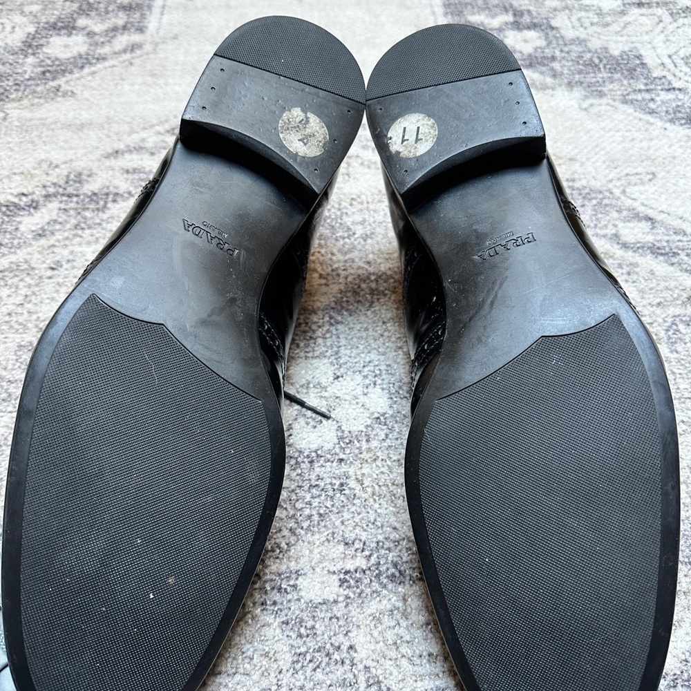 Prada Men's Shiny Black Oxford Shoes - Picture 7 of 11